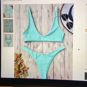 high cut bikini set turquoise
